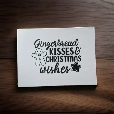 “Gingerbread Kisses” Handmade Canvas Sign, Rustic Look, Home Decor, 12X16 Inches - Image 1 of 2