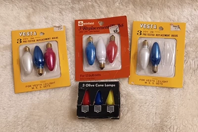 ELEVEN  ANTIQUE VINTAGE GLASS CHRISTMAS TREE LIGHT BULBS SMALL SCREW NEW - Image 1 of 2