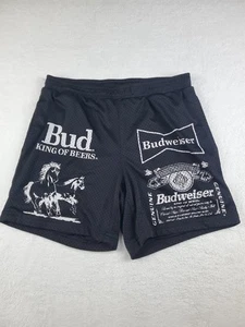 Budweiser PacSun Lined Gym Shorts Mens Medium Black King of Beers Stretch Mesh - Picture 1 of 19