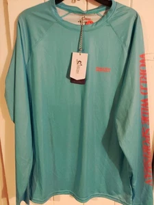 Camisa de pesca Wide World Sportsman manga larga azul cian UPF 50+ Bass Pro - Imagen 1 de 7
