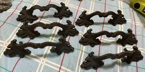 Set Of 6 Cast Iron Drawer Handle/Pulls Victorian Style One Screw Is Missing - Picture 1 of 5