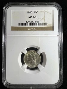 1940 MS65 Mercury Dime NGC 10c - Picture 1 of 4