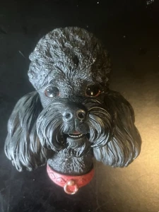 Vintage 1960er Bossons Pudel Kreidegeschirr Hundekopf Wandrelief hängend England schwarz - Bild 1 von 5