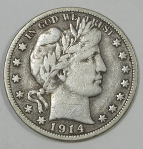 1914-S Barber Half Dollar FINE Silver 50c - Picture 1 of 4