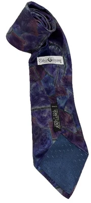 Corbata Oleg Cassini para hombre 100 % seda italiana - estampado geométrico azul marino - 56" x 3,5" - M Foto 1 de 4