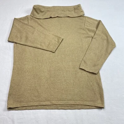 David Brooks Womens Sweater sz L Gold Right Knit 3/4 Sleeve Cowl Neck Silk Blend - Image 1 of 4