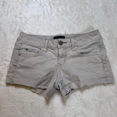 Pantalones cortos American Eagle para mujer 2 (cintura 28") gris pana dobladillo crudo elástico Foto 1 de 4