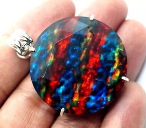 92.50 Ct AAA Natural Ammolite Multi Color 925 Solid Silver Pendant Gemstone - Picture 1 of 5