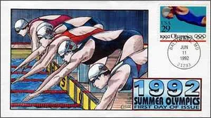 Sc#2641 1992 Collins Handpainted Summer Olympics Swimming 29c FDC - Picture 1 of 1