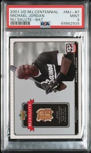 Michael Jordan 2001 Upper Deck Centennial MJ Salute-Bat (GAME USED) #MJ-B7 PSA 9 - Picture 1 of 2