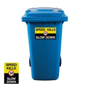 PEGATINAS SPEED KILLS RALENTIZAR PARA CONTENEDORES WHEELIE TALLA A4 TOTALMENTE RESISTENTES A LA INTEMPERIE - Imagen 1 de 8