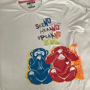 BKYS Evil T-Shirt Herren Weiß Puff Grafik Kurzarm Pullover Gr. 2XL - Bild 1 von 7