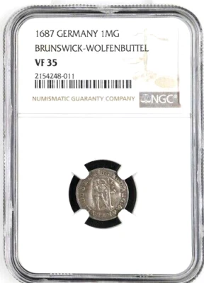 1687 German States Brunswick Wolfenbuttel Wildman Mariengroschen NGC VF 35 - Image 1 of 2