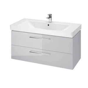 Badmöbel Set Badezimmerschrank mit Keramikwaschbecken 2-Schubladen LARA 100 Grau - Bild 1 von 8