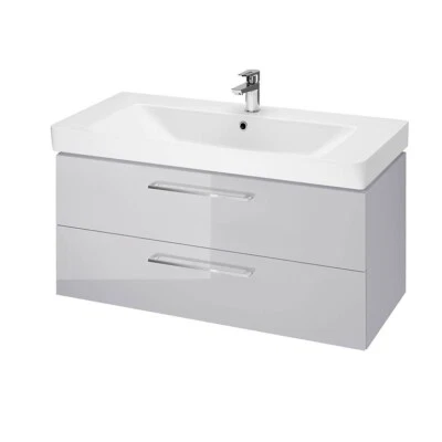 Badmöbel Set Badezimmerschrank mit Keramikwaschbecken 2-Schubladen LARA 100 Grau - Bild 1 von 4