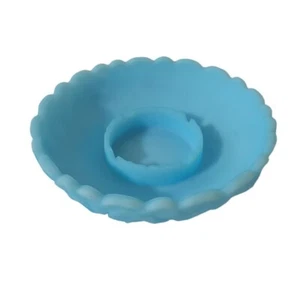 Fenton Satin Glas Aschenbecher Schale Seerosenmuster blau - Bild 1 von 8