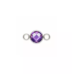 1 pz. componente connettore collegamento zirconi ametista argento sterling 925 8 mm #5770-4 - Foto 1 di 1