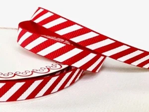 Bertie’s Bows Candy Stripe 9mm Red Grosgrain Ribbon (3mtr) - Picture 1 of 1