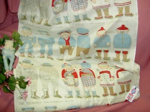 Uncut vintage fabric panel, 6 BROWNIE dolls, Arnold Print Works c1892 Palmer Cox - Picture 1 of 24