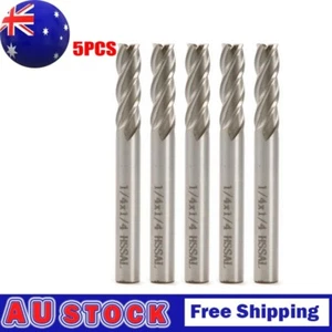 5PC/SET End Mill 1/4 X 1/4inch 4 Flute HSS Cutter Router Bit Silver NEW - Picture 1 of 24