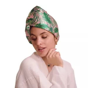 SMUG Quick Dry Satin Hair Towel Turban - Palm Print - Picture 1 of 5