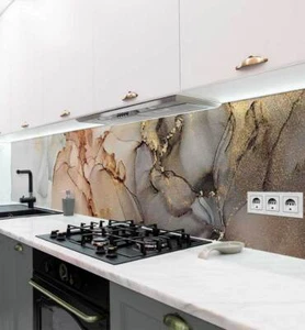 Küchenrückwand selbstklebend Marmor grau gold Spritzschutz Folie - Bild 1 von 7