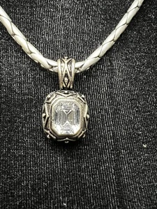 Silber Halskette Stein Anhänger Anhänger abgerundet Panzerstein klassisch stilvoll schwarz - Bild 1 von 7