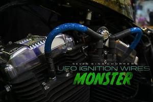 16MM SPORTSTER '94-'03 HARLEY SUPPRESSION BLUE FLAKE  IGNITION WIRE SPARK RELO - Picture 1 of 2