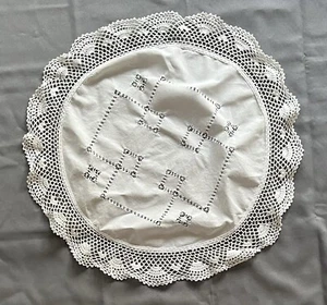 Vintage White 20” Round Table Topper Scarf • Cutwork with Crochet Border - Picture 1 of 2