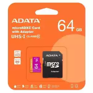 ADATA 64GB Premier Micro SDXC Card with SD Adapter, UHS-I Class 10 with A1 App P - Picture 1 of 1