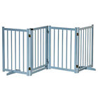 PawHut Wolnostojąca brama dla zwierząt domowych z 2 nóżkami podporowymi do drzwi schodów niebiesko-szara