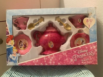 New Disney Princess 8 Pc Pink Tea Set Ariel Cinderella Snow White Belle - Image 1 of 3