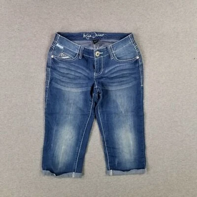 Pantalones Cortos Capri Ariya Jeans Talla 3/4 Bolsillos con Solapa Costuras Pesadas Puños Lindos Foto 1 de 4