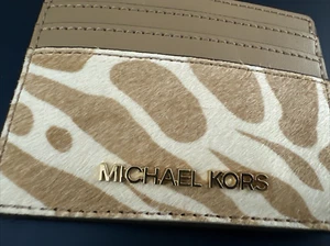 MICHAEL KORS JET SET PORTA CARTE DA VIAGGIO STAMPA ESOTICA VITELLO CAPELLI CAMMELLO - Foto 1 di 5