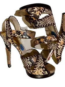 MICHAEL KORS Jet Set 6 Sz 7.5 Snakeskin Leather Womens Platform Ultra High Heel - Picture 1 of 6