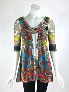 Elana Kattan NEW Paisley Print Mesh Top Tunic To Wear With Leggings Sz Sm NWT  - Picture 1 of 4