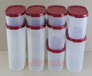 Tupperware Modular Mates Oval Cranberry Combo Pantry Set of 9 + Free Shipping - Picture 1 of 1