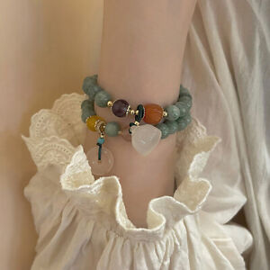 Chinese Style Imitation Jade Lotus Beaded Bracelet Fashion Design Lucky Bracelet