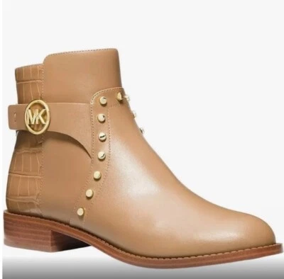 Bota Michael Kors Carmen Flat Couro Tamanho 9 Couro Camelo Nova Na Caixa $295 - Imagem 1 de 4