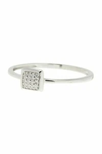 $550 Bony Levy 18K White Gold Pave Diamond Square Ring - 0.05 ctw size 7 7.25 - Picture 1 of 8