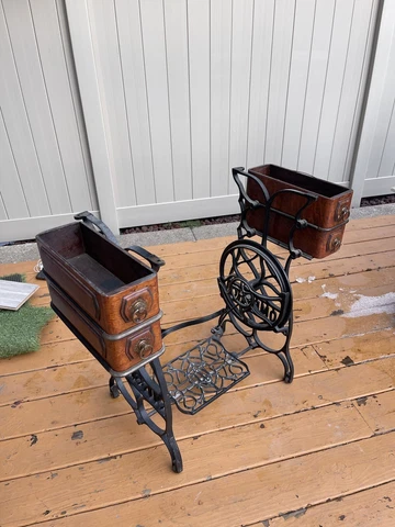 Antique Early Domestic Treadle Sewing Machine Cast Iron Base Late 1880’s Table Cover