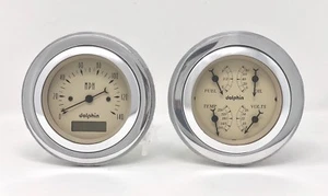 1951 1952 Chevy Car 3 3/8" Quad Style Gauge Set Dash Panel Cluster Insert Tan - Picture 1 of 7