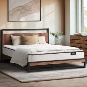 Oikiture Metal Bed Frame King Size Beds Platform with Mattress - Picture 1 of 10