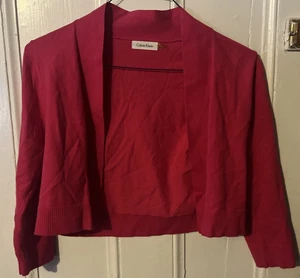 Calvin Klein Hot Pink Cropped Open Front Shrug Cardigan Gr. XS - Bild 1 von 5