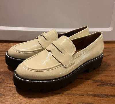 Franco Sarto Loafer Women’s Size 8 Cream Putty Balin Lug Sole Patent Penny NEW - Image 1 of 4