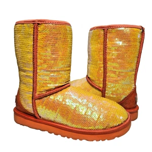 UGG Sparkles echtes Lammfell klassische kurze Stiefel Gr. 8 orange Pailletten 3161 Cosmos - Bild 1 von 16