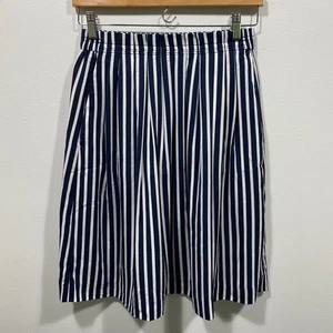 J. Crew Mercantile Striped Skirt A-Line Pockets Elastic Waist Coastal Size 2 - Picture 1 of 10