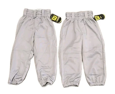 Lot of 2 NEW Wilson A4204 Youth XS Gray Baseball Pants Softball Pull On Knicker  - Image 1 of 4