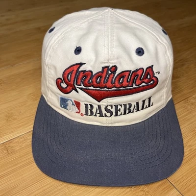 Vintage Logo Athletic 90s Cleveland Indians Baseball Sports Snapback Hat MLB - Image 1 of 4