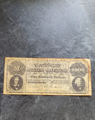 $1000 CONFEDERATE STATES OF AMERICA FANASTY FARM ADVERTISING BANKNOTE - Image 1 of 2